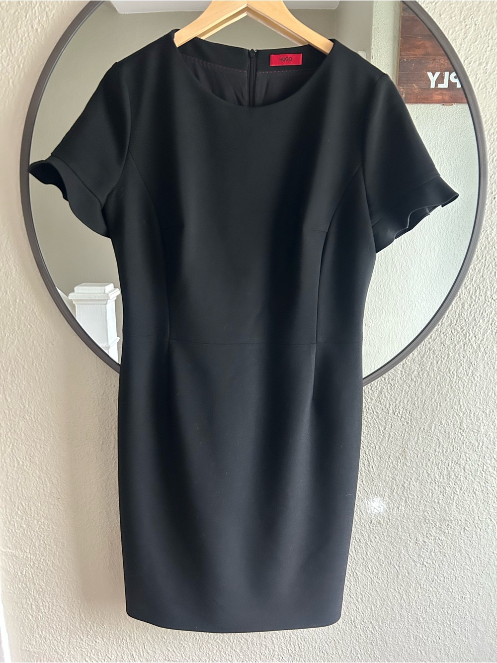 HUGO Hugo Boss Black Short Sleeve Midi Sheath Dress Office Professional